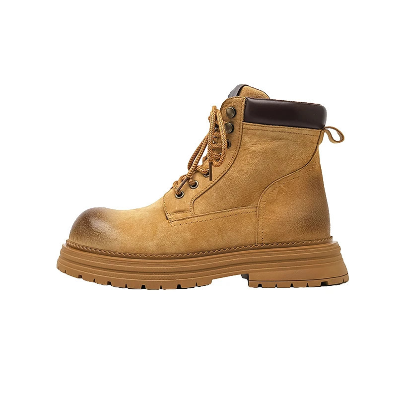 圆头磨砂皮防滑薄款增高靴子男款运动鞋日式马丁靴