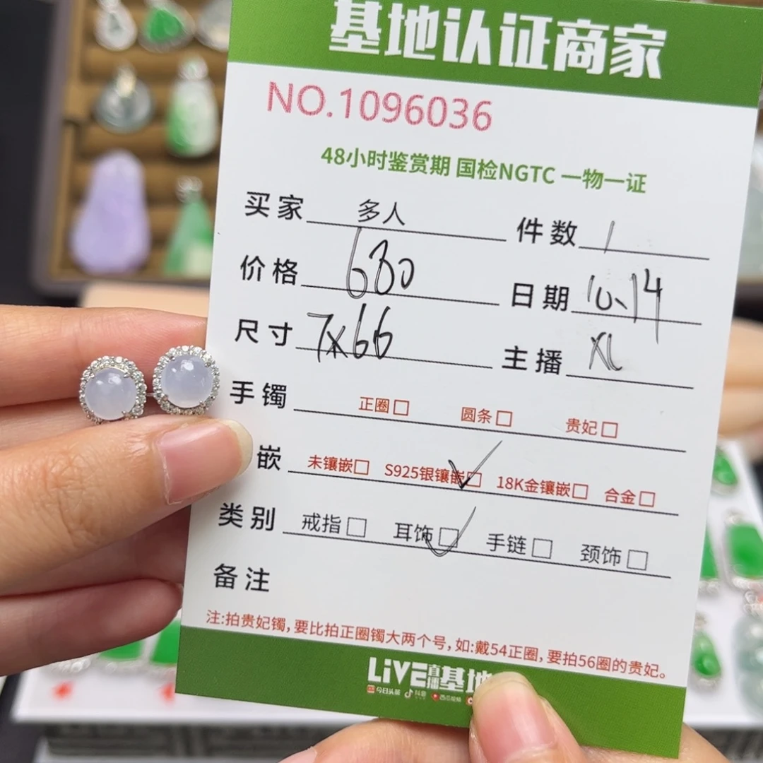 翡翠银S925镶嵌耳饰多人