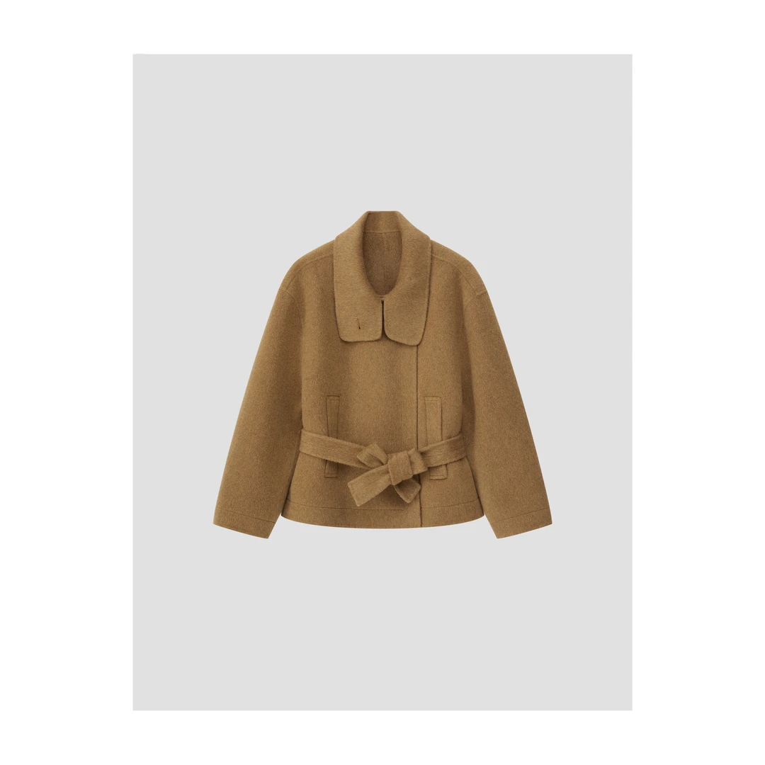 KEEP KAPU靠谱【翻领腰带大衣】骆驼毛+羊毛新款毛呢外套KP24482