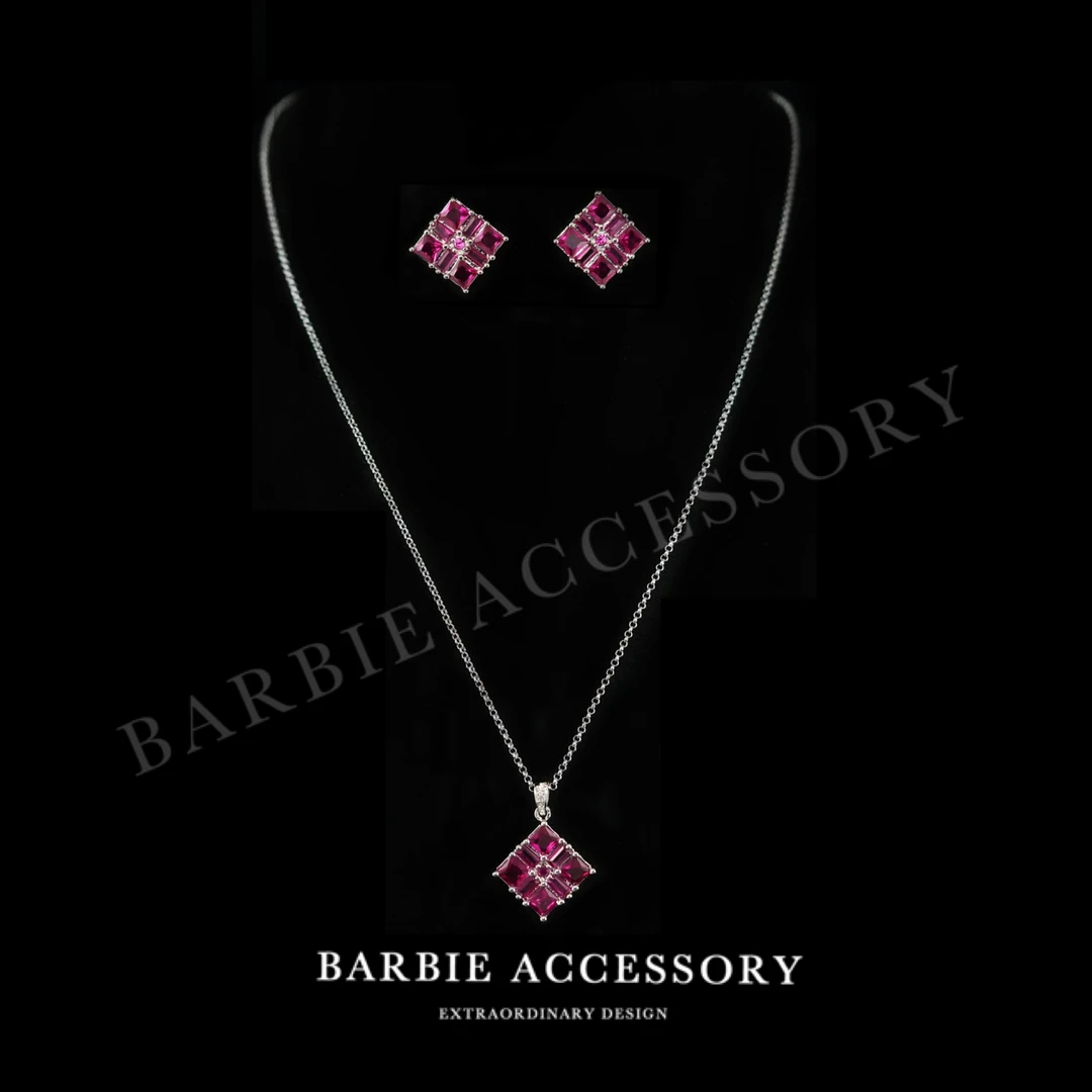 铜合金合成锆石项链 【玫红星盒】法式既视设计款高级感绝美套装