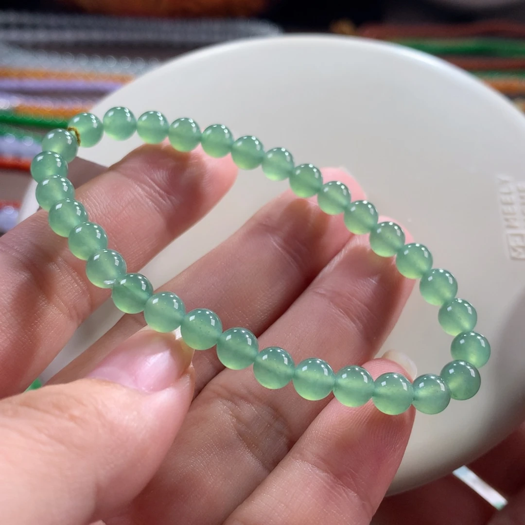 翡翠未镶嵌手链翡翠冰胶底晴绿卡5.70+