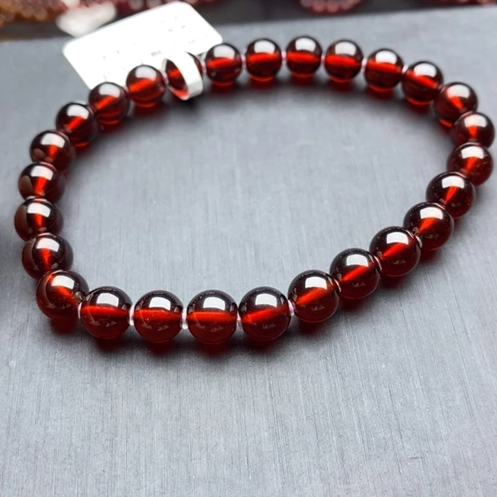 石榴石未镶嵌手链6.8mm血 珀红