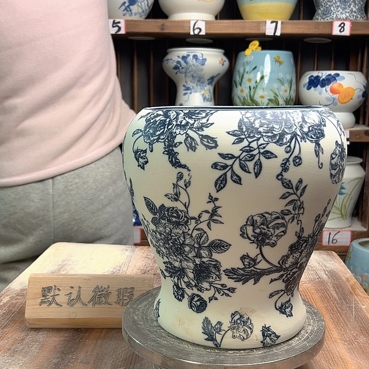 陶鱼尾复古牡丹陶瓷