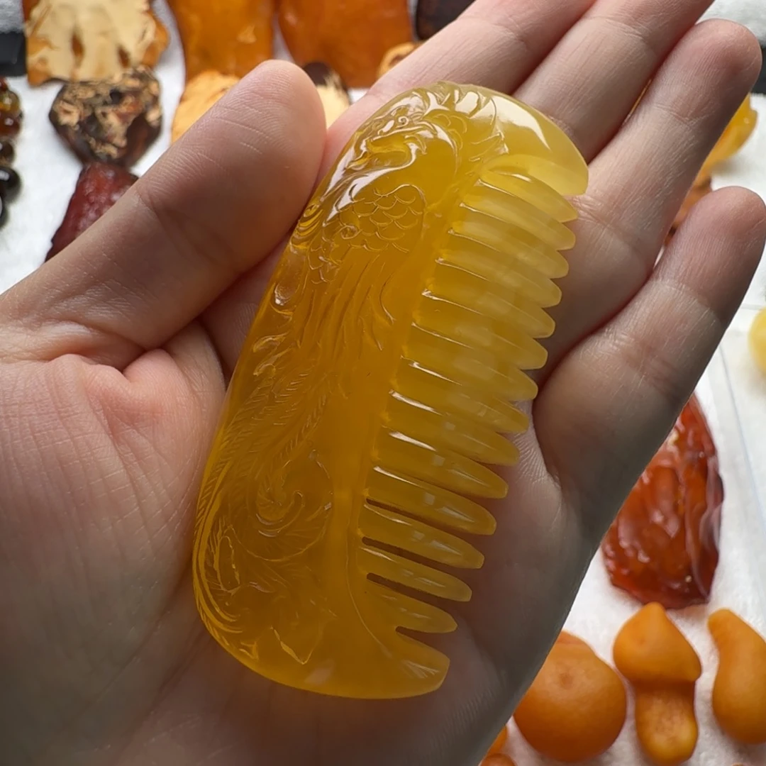 未镶嵌琥珀裸石蜜蜡木梳