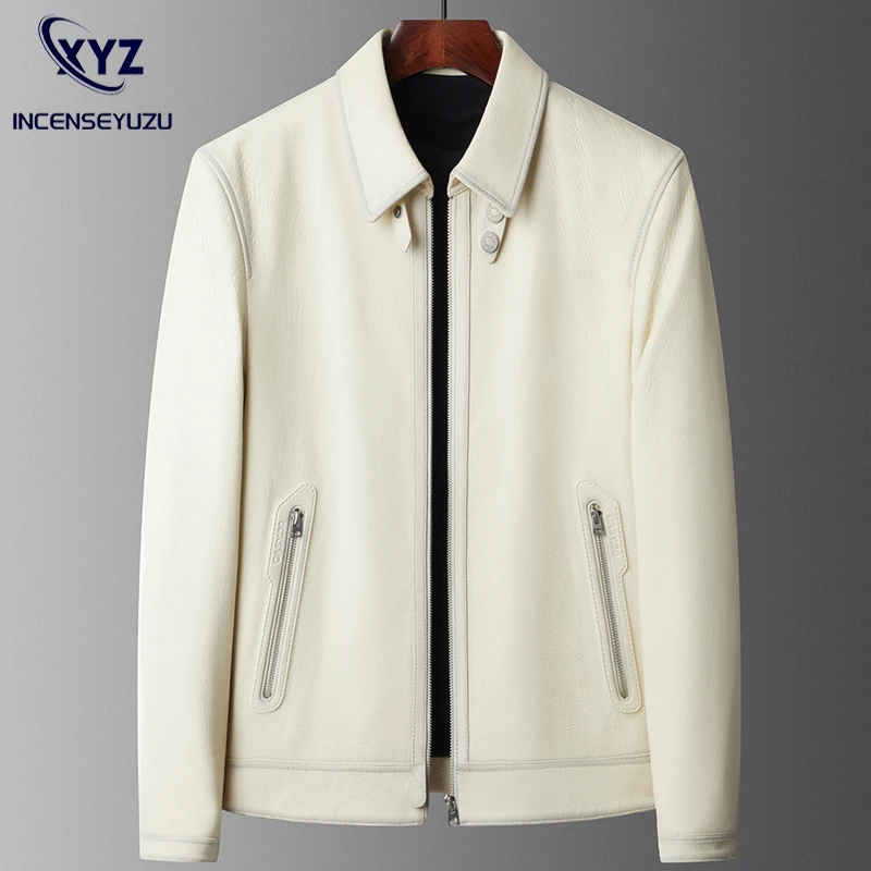 头层100%纯山羊皮皮衣男款海宁真皮夹克男秋冬季加厚商务翻领外套