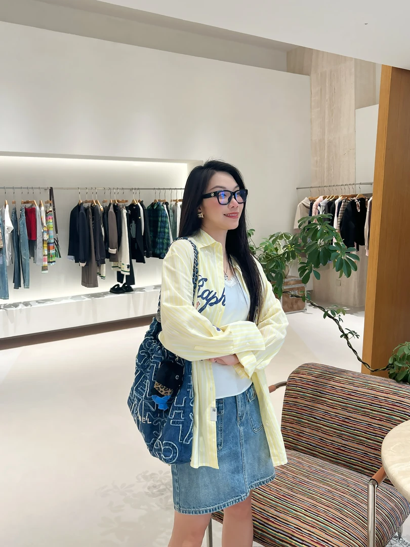 RAPHOTOS 设计师品牌 小众新款  小伙伴的聚会印花条纹衬衫