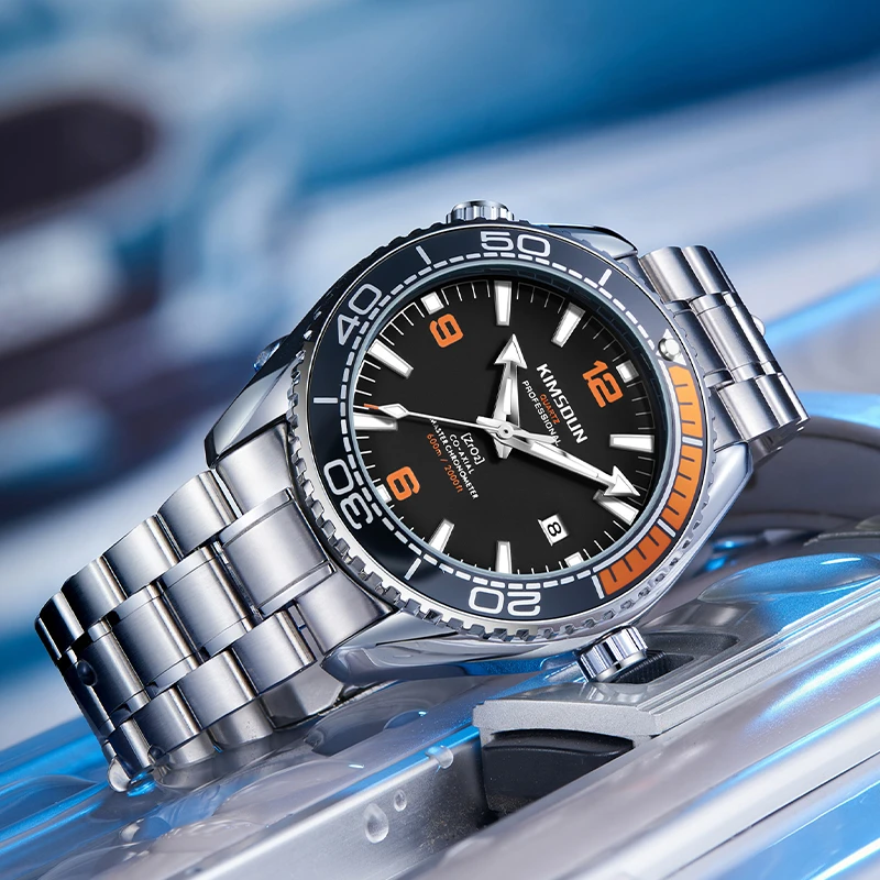 【专柜编码区】手表男士夜光轻奢潮流腕表百搭钢带送调表器防水男表