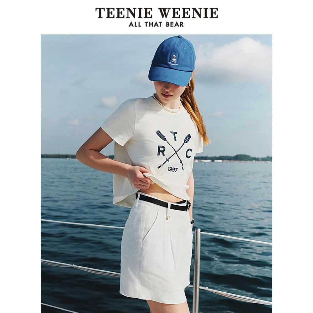 *TeenieWeenie小熊女装T恤25简约时尚设计感圆领短袖TTRW252405W