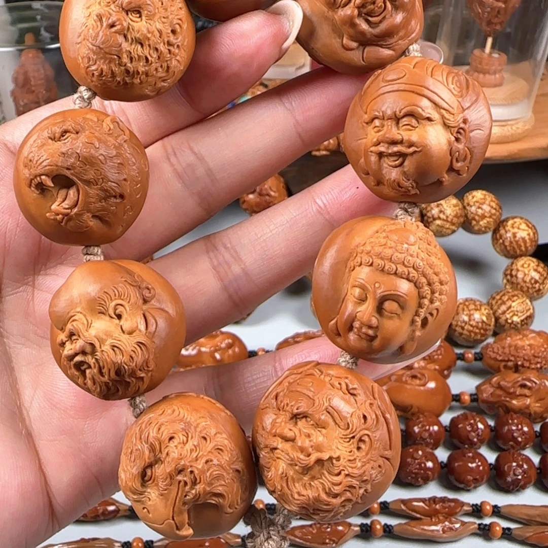 手串/手链橄榄核宽2.6梅林核双面浮雕百兽群仙会