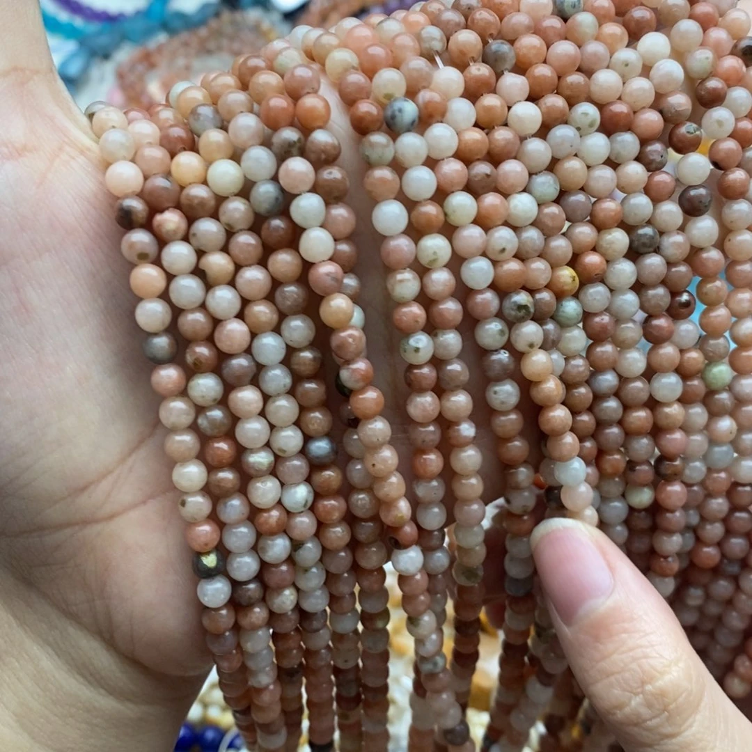 玛瑙/玉髓未镶嵌珠宝半成品两条装纯天然红梅花玉圆珠4.8mm