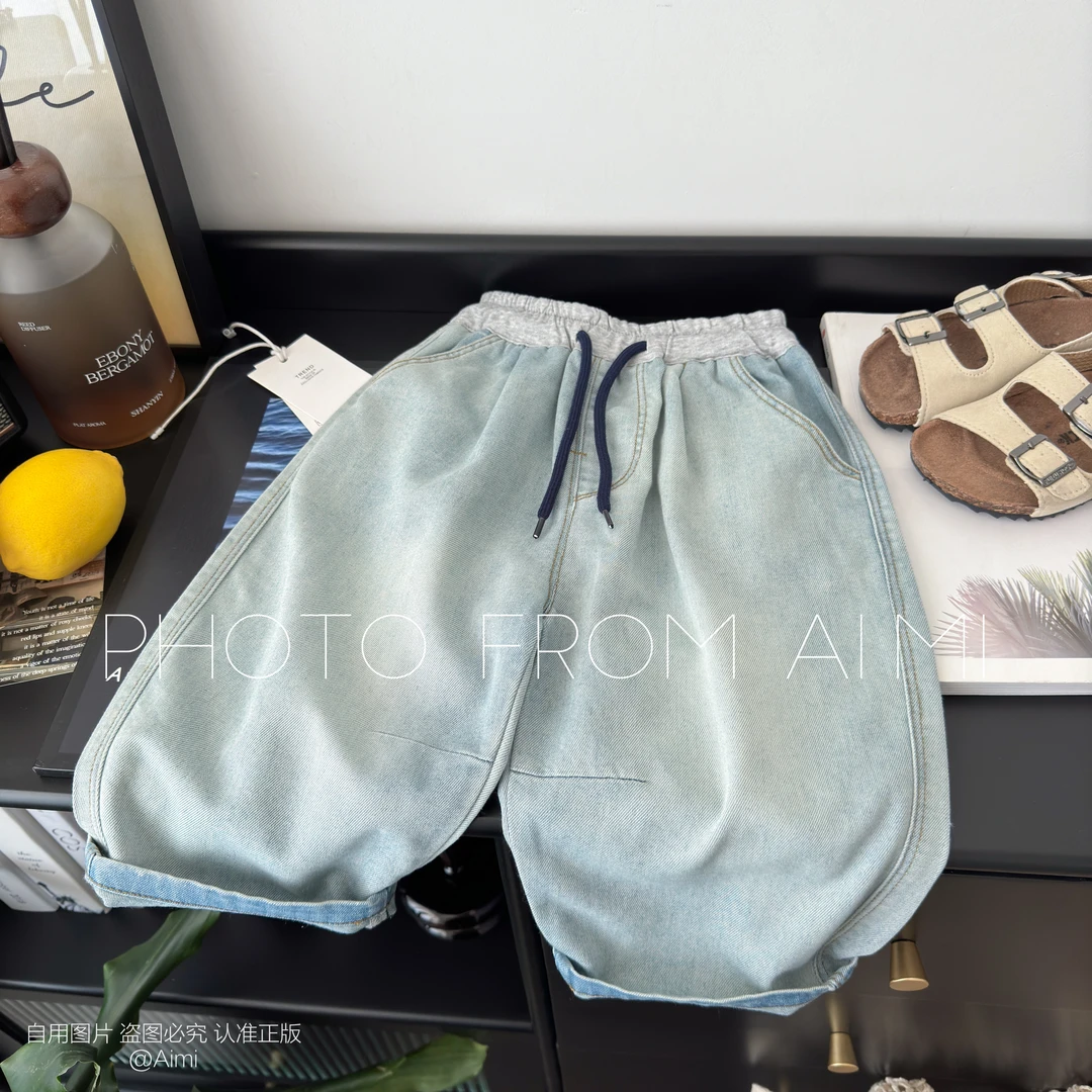 痞帅男童裤子夏季薄款2025新款儿童夏款牛仔裤大童夏装九分裤帅气