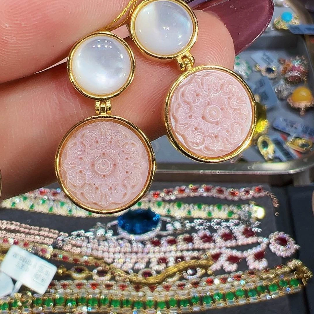 银S925镶嵌贝壳女王粉贝贝