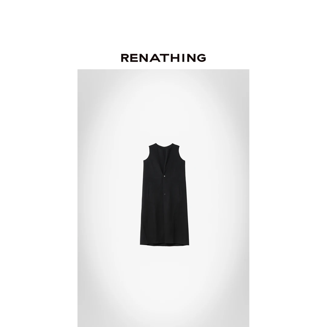 【RENATHING】褶裥直身长背心连衣裙