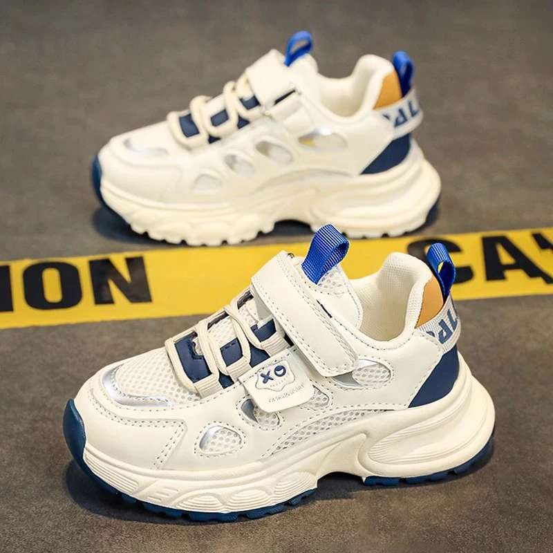 ABC儿童鞋男童鞋2025夏季新款男孩皮面透气运动鞋女童防滑小白鞋