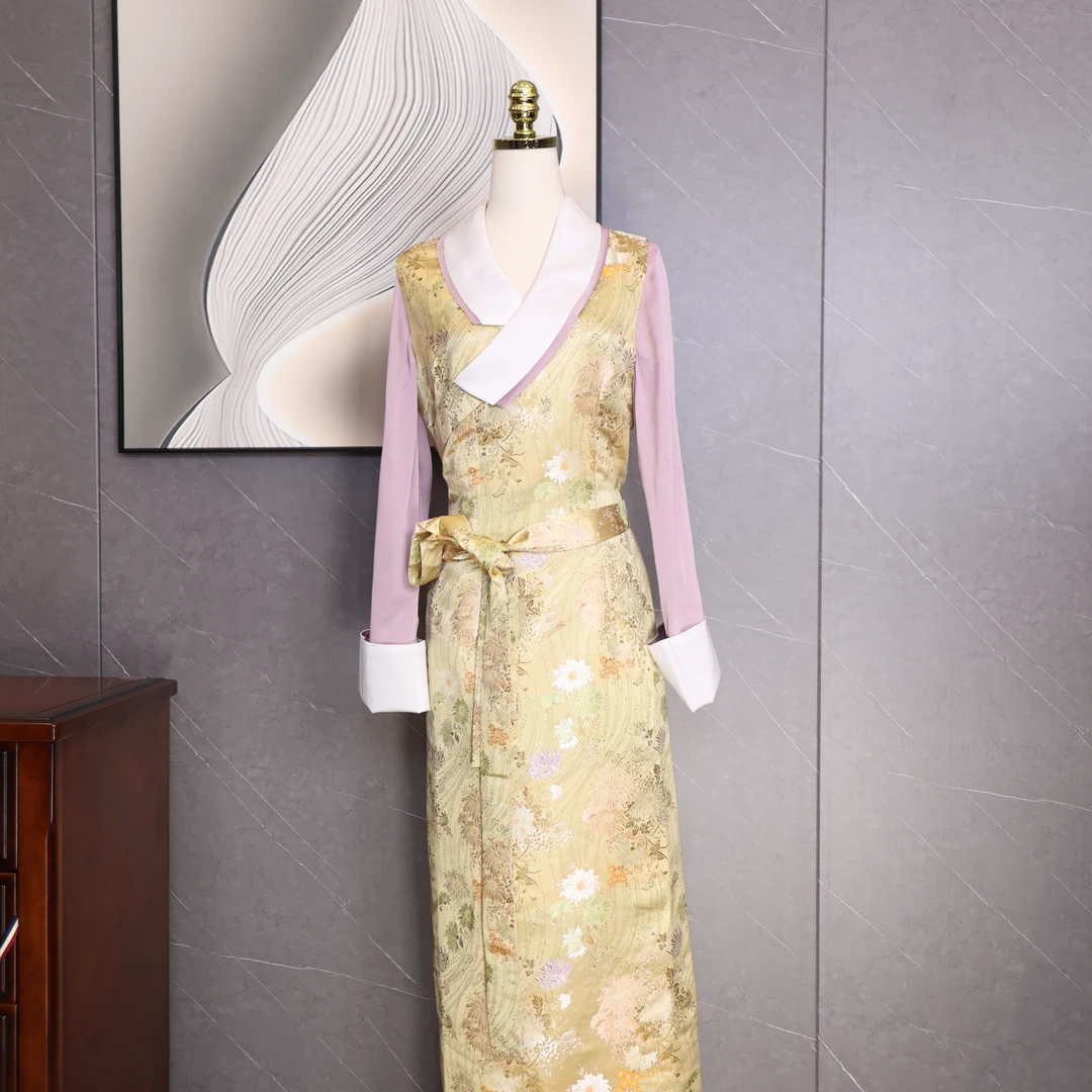 藏式春季藏服刺绣印花博拉复古气质款碎花-BLQ170