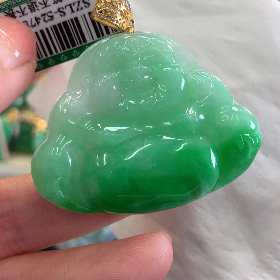 翡翠吊坠(不含链)18K金镶嵌