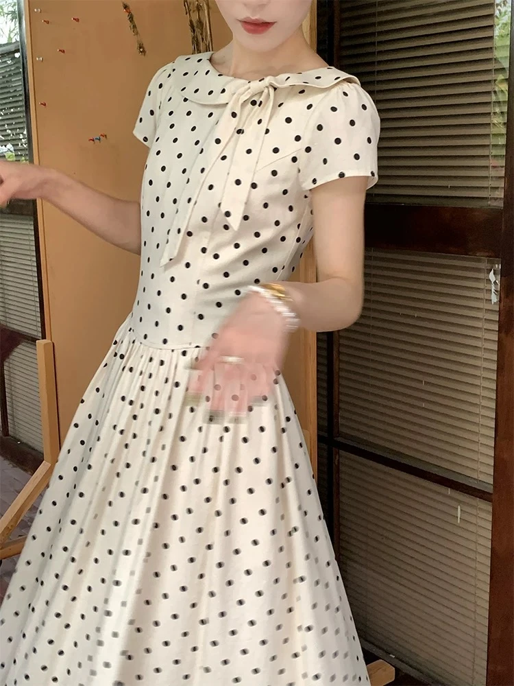 2025夏季娃娃领法式富家千金风海盐苏打显瘦长裙