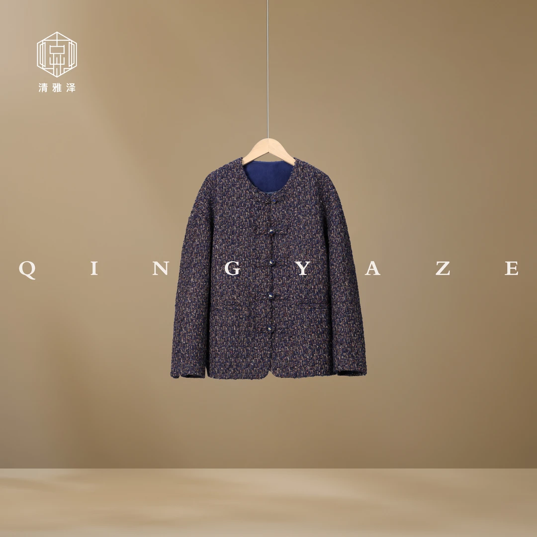 暮紫凝!羊毛混纺粗花呢新雪丽棉服外套!GZ5192