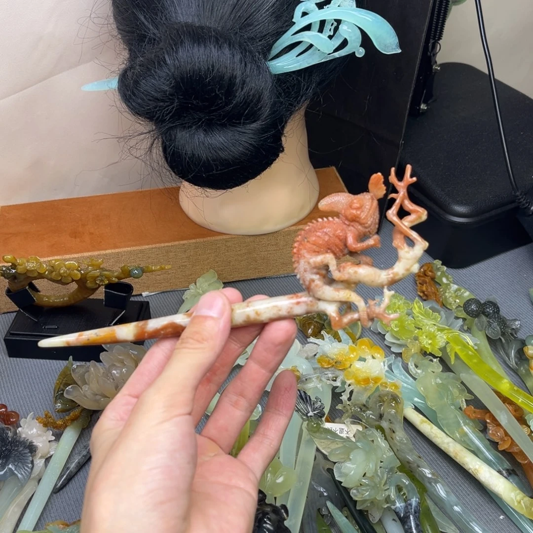 蛇纹石玉未镶嵌发饰