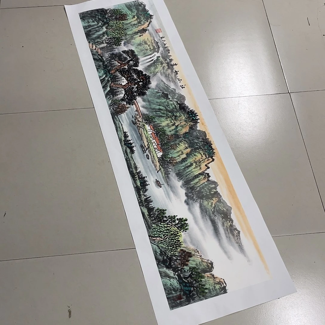 国画四尺对开138.35画芯 捡漏