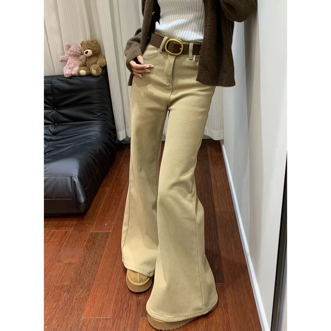 复古高腰设计感直筒牛仔裤女2025冬季新款宽松休闲显瘦垂感阔腿裤