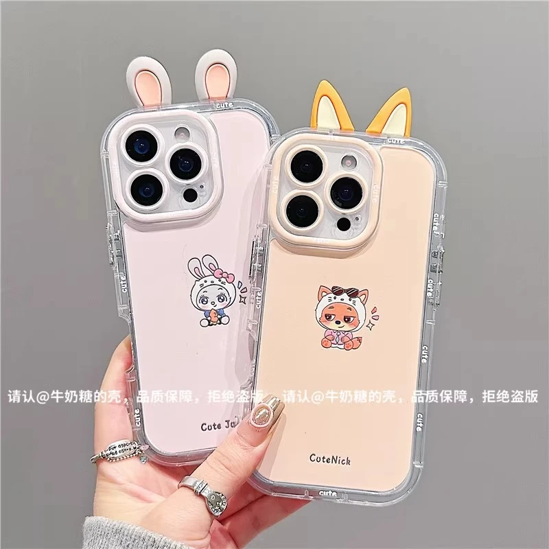 可爱尼克朱迪适用苹果17镜面手机壳华为情侣OPPO卡通小米vivo防摔