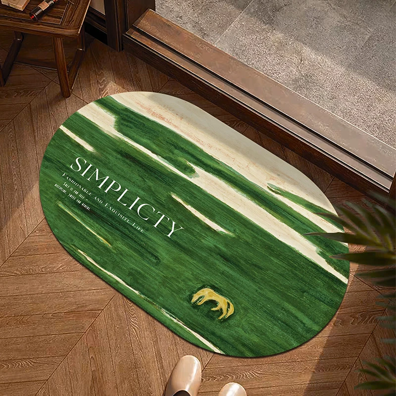 新款卫生间防滑吸水速干脚垫科技皮硅藻泥浴室门口防滑地垫椭圆形