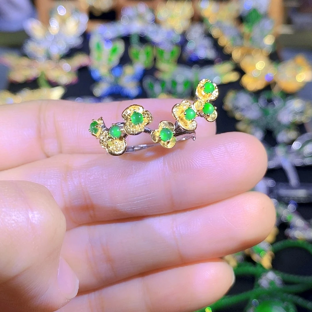 吊坠(不含链)银S925镶嵌翡翠