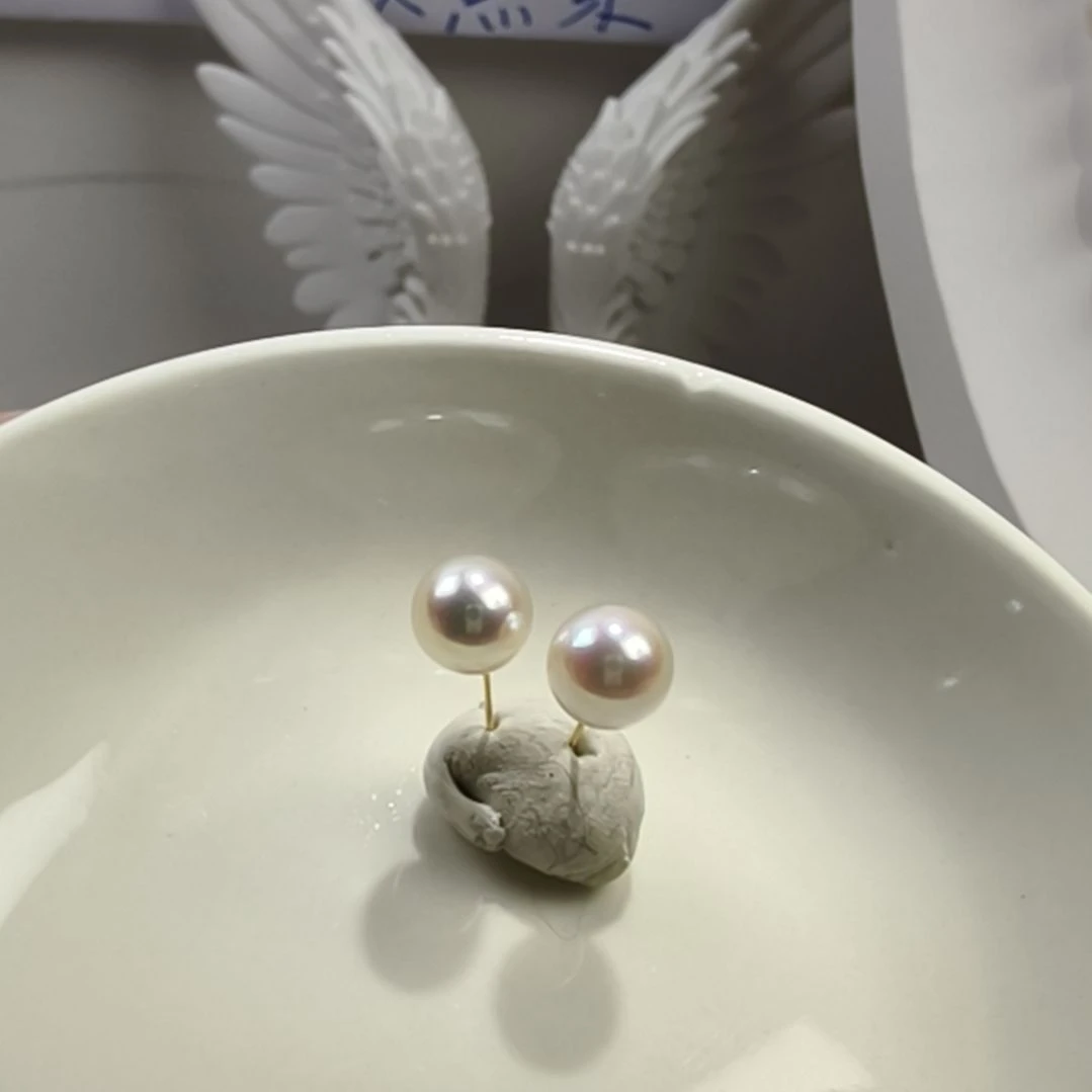 银S925镶嵌耳钉海水珍珠