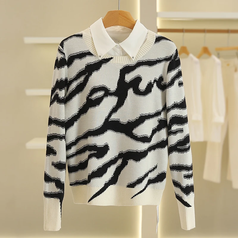 B2041-【仿】假两件条纹毛衣#1ZFF57M042