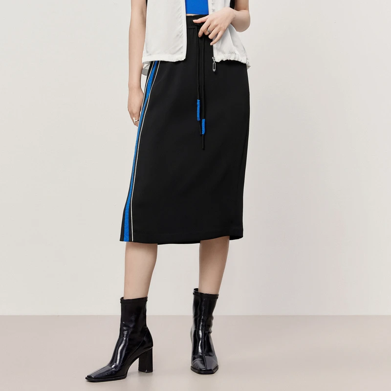 HPLY荷比俪夏季新款女拼色休闲条纹中式结半身裙HYD25700142