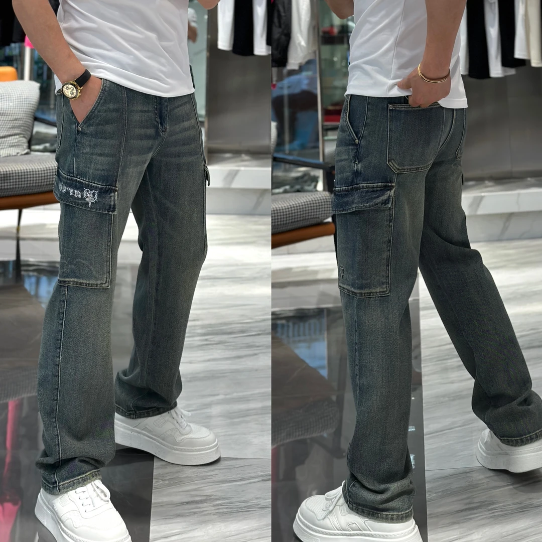 【发现者】2025欧货男士直筒宽松新品蓝色休闲工装薄款牛仔裤6623