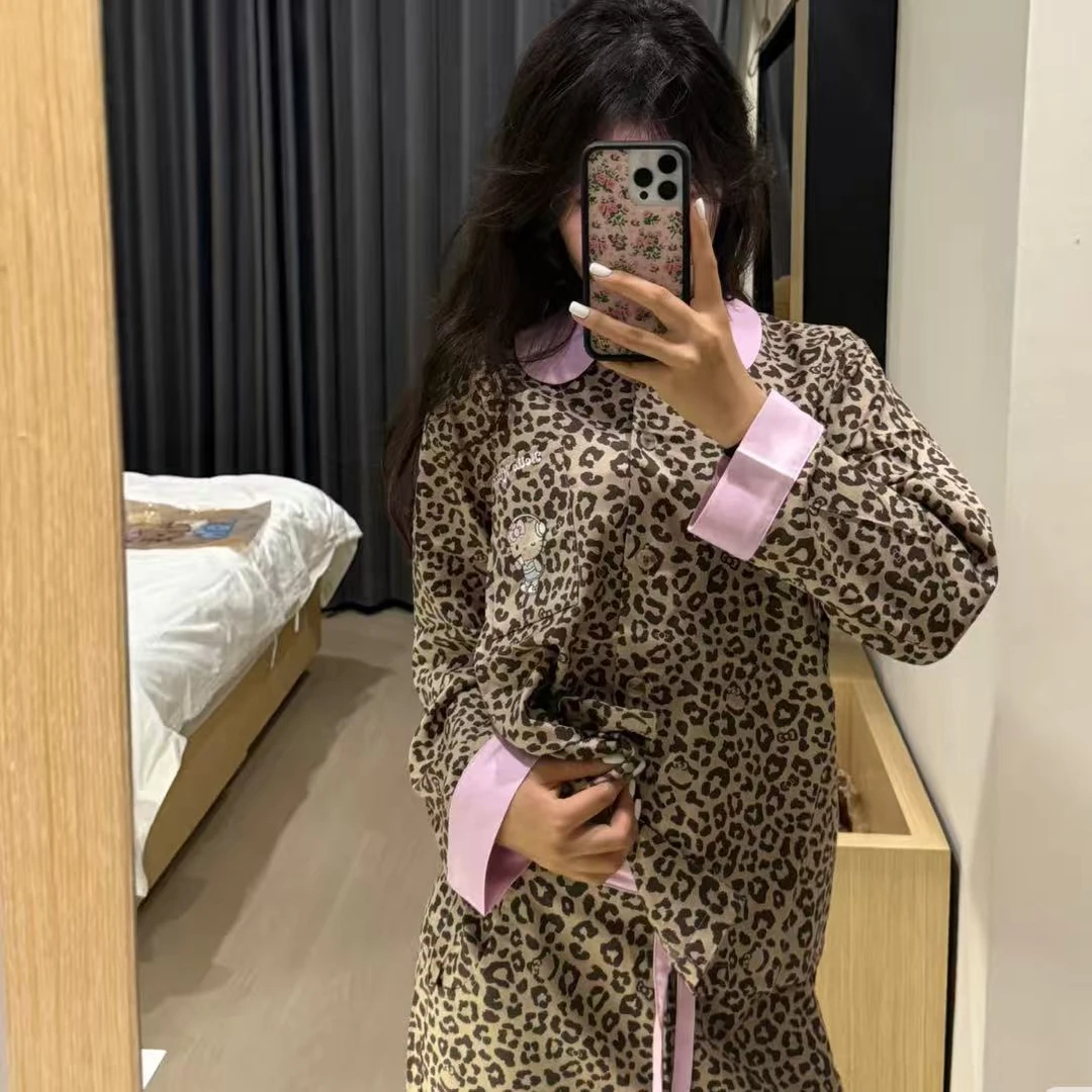 豹纹可外穿女士居家服睡衣