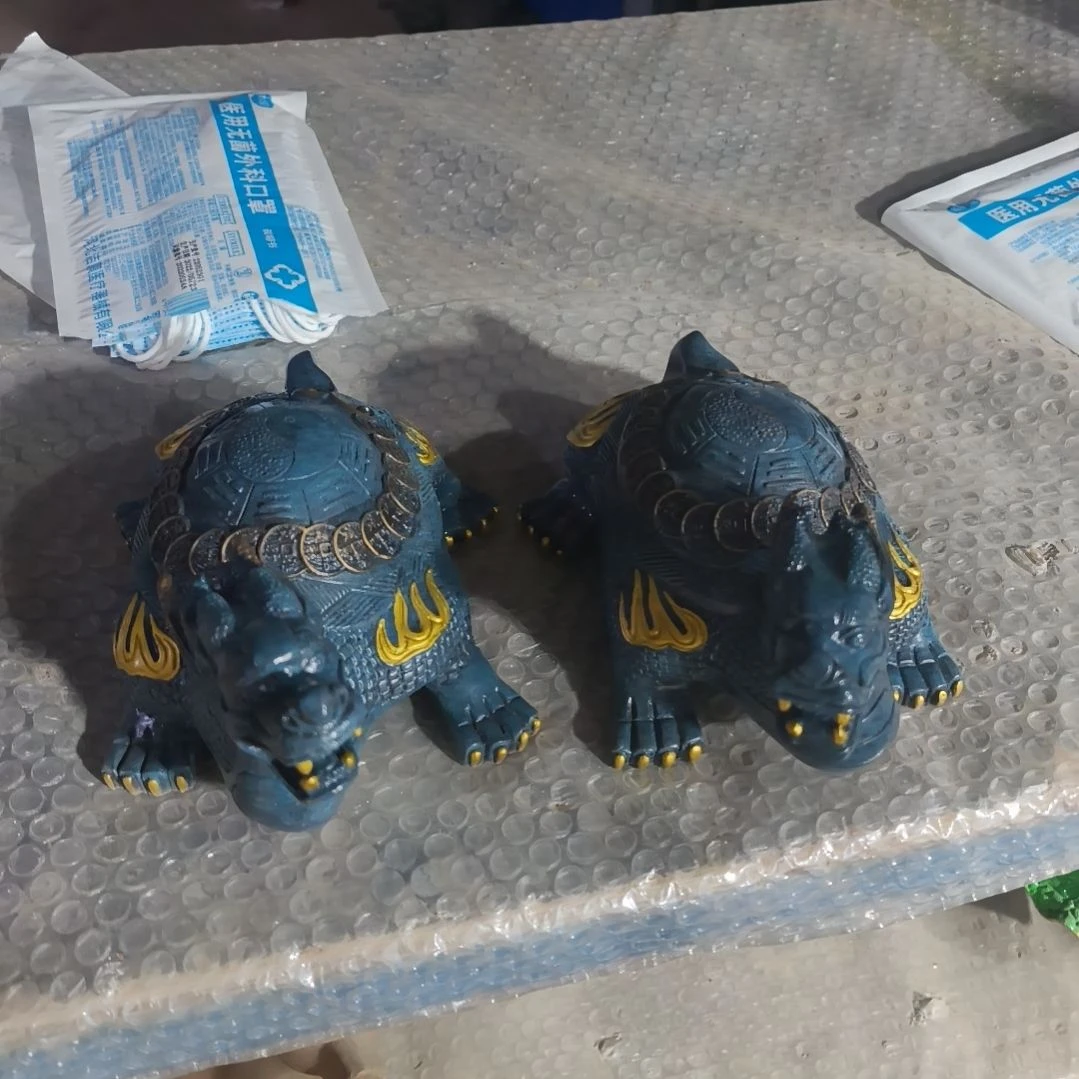 鹏***菜黄铜铜雕工艺品紫铜色一对龙龟