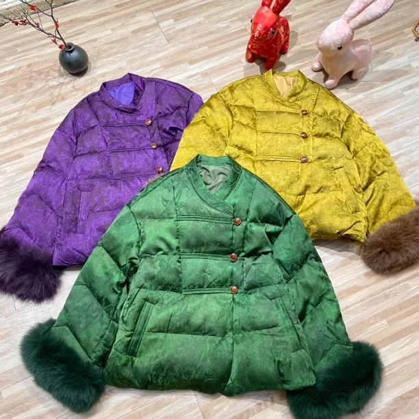 宸嫚三C娘娘25237新中式国风女装白鸭绒时尚羽绒服