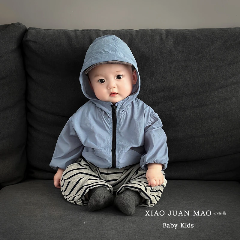 T25X110 夏季婴幼儿薄款透气空调服男女休闲连帽百搭外出防晒衣外