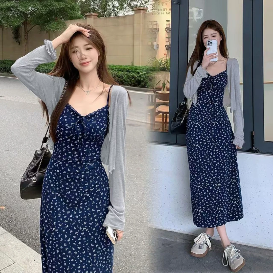 碎花连衣裙子女夏季2025新款小个子显瘦套装穿搭a字短裙