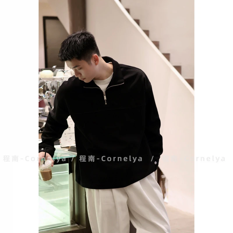 C / Cornelya 半开拉链 双皱位袖口四合扣设计简约宽松针织卫衣