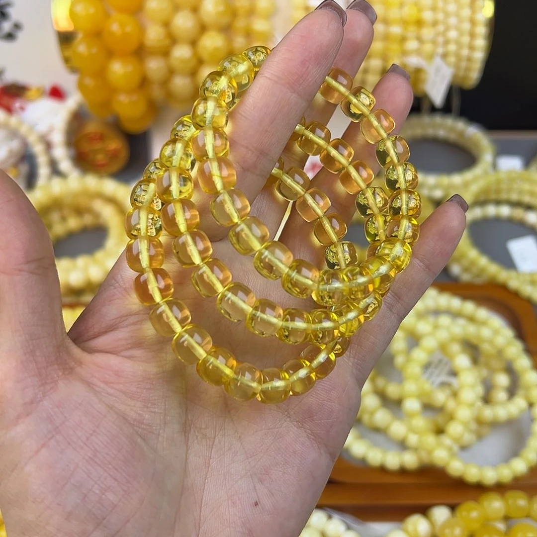 琥珀未镶嵌手链8.6mm 金珀多样性发其一