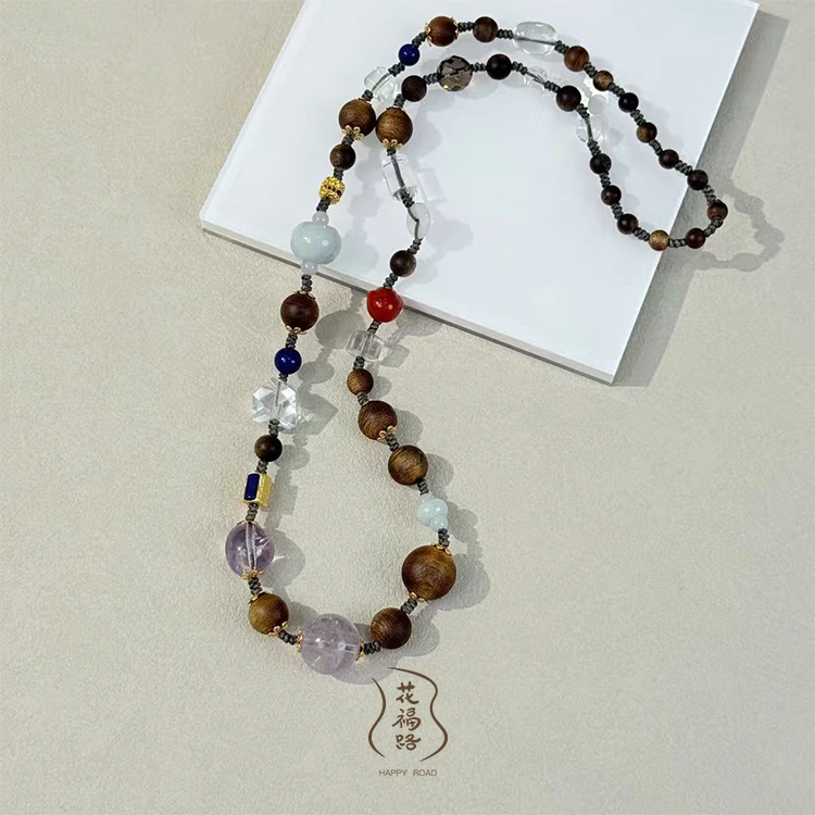 【花福路】ANNA安娜同款!翡翠水晶多宝项链60cm手工时尚精美