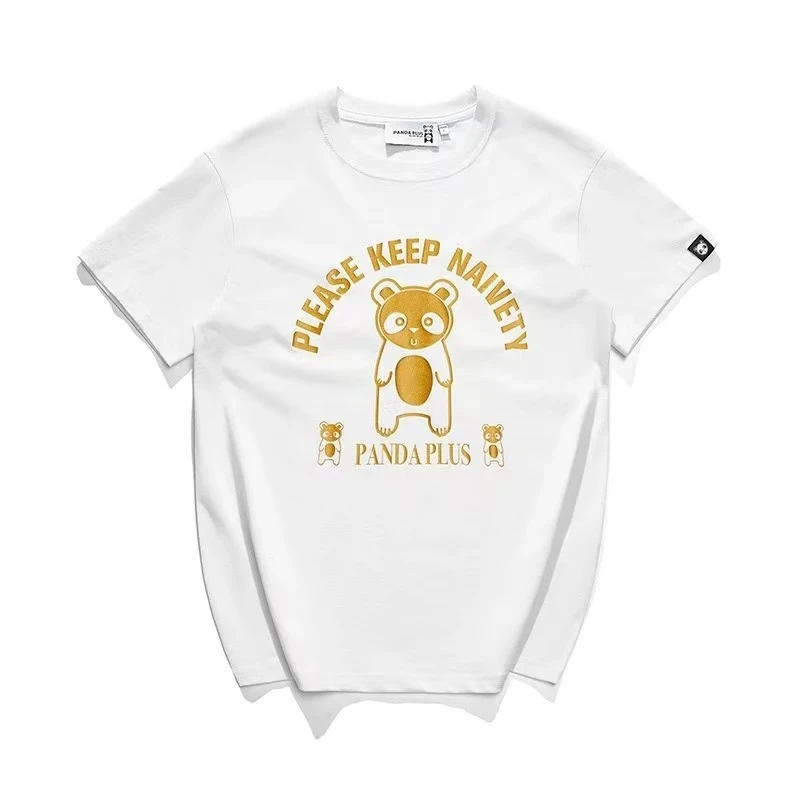 D-14  潮牌男女同款两色印花纯棉圆领针织短袖T恤 10004