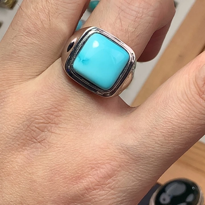 绿松石戒指银S925镶嵌志****发