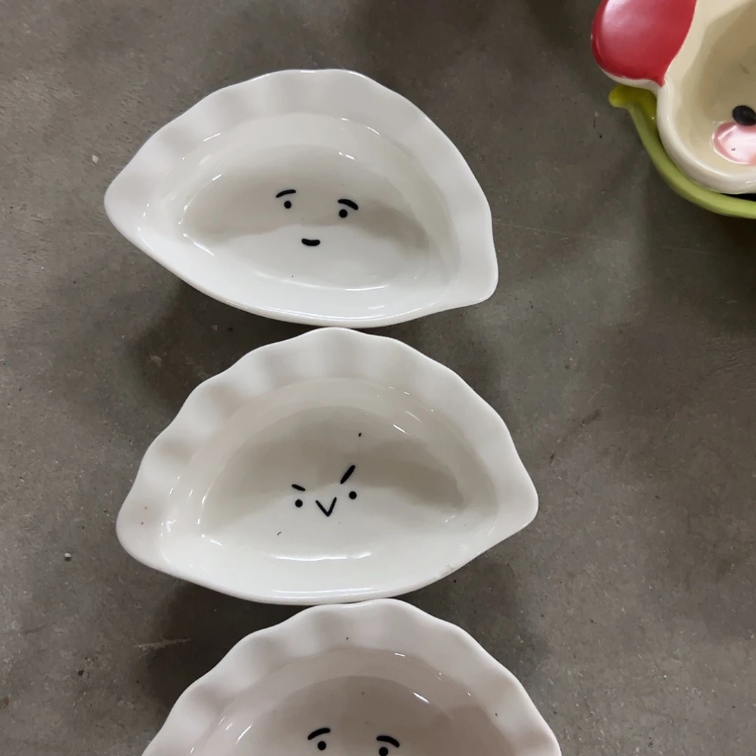 搪瓷微瑕饺子蘸料碟三个