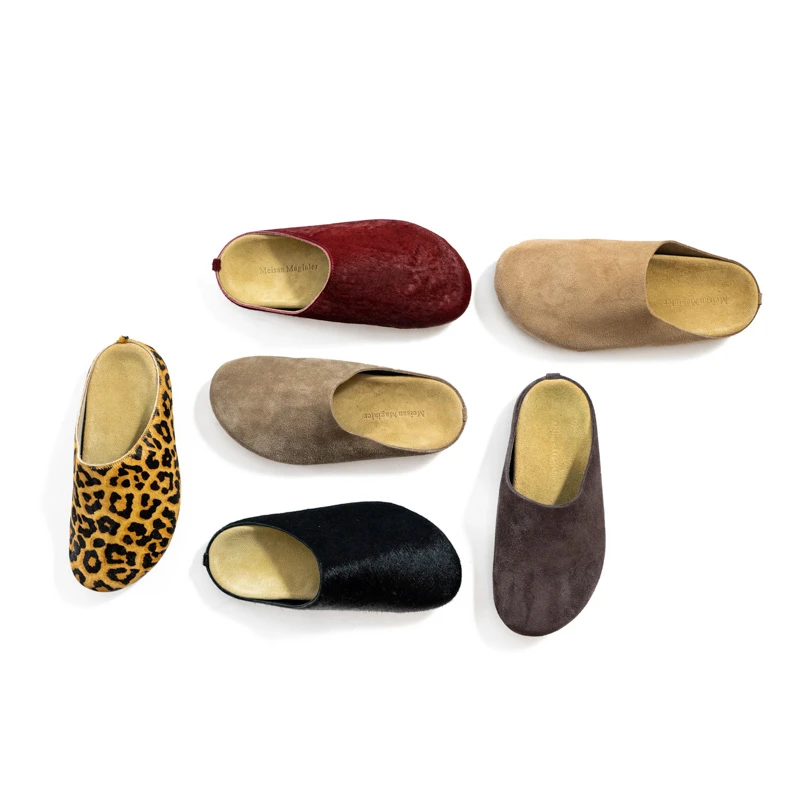 【湾区老田】真皮牛反绒男女同款包头半拖乳胶真皮情侣鞋