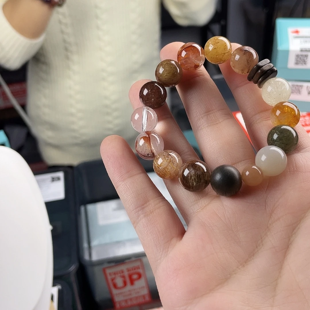 银S925镀金镶嵌水晶手串