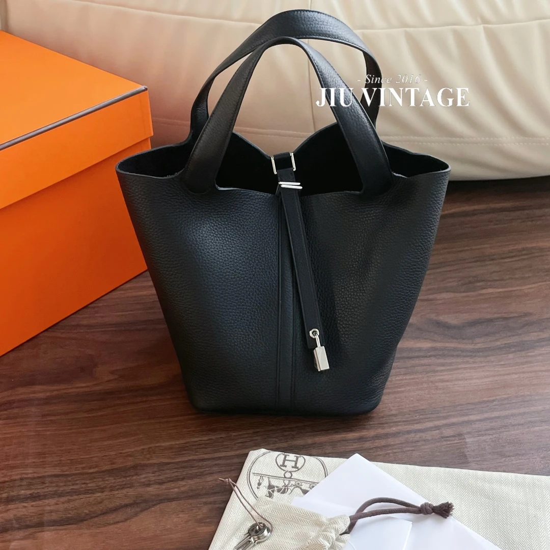 99新 Hermes/爱马仕 菜篮子22黑银B刻全套JM7-3673