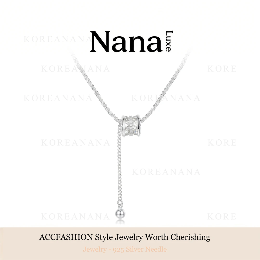 铜合金合成锆石项链 镀白金  小蛮腰 轻奢时尚小众项链E044