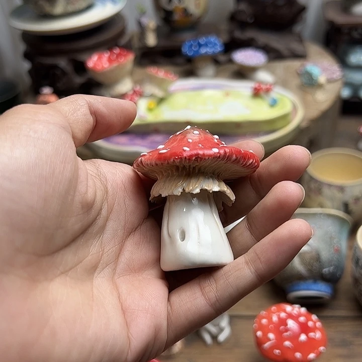 陶瓷蘑菇香插摆了