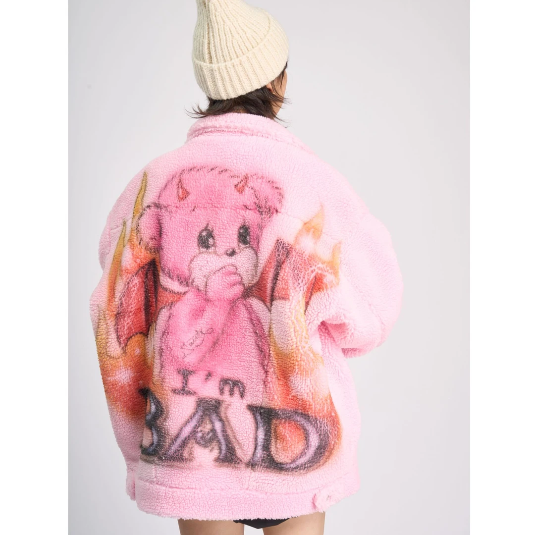 LAALBOBO涂鸦小熊毛绒外套LBDD-WSDR13