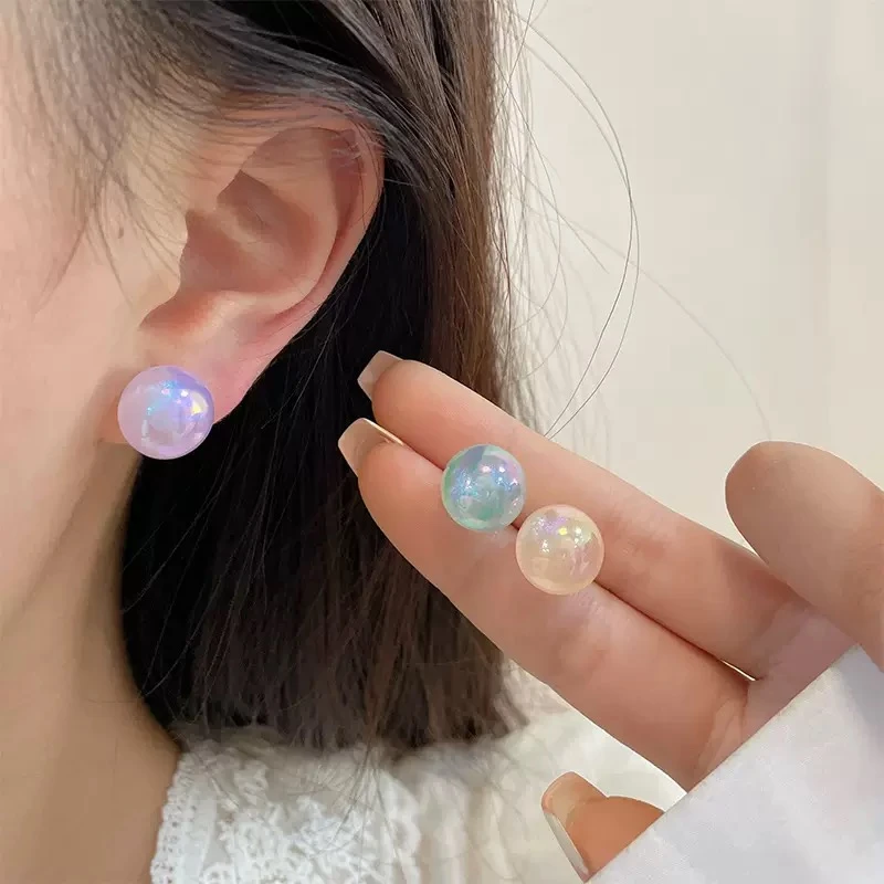 合金耳饰 简约少女小众高级彩色炫彩人鱼泪人鱼姬耳钉FT615